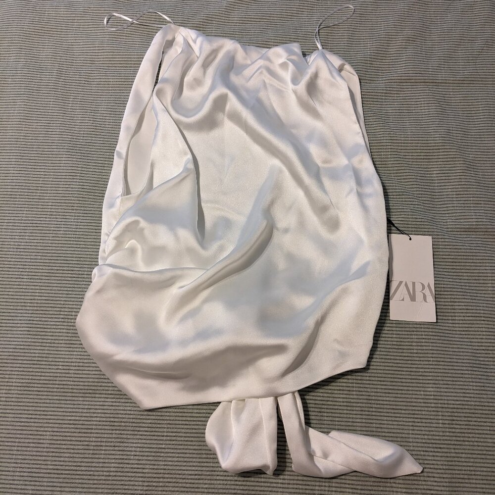 Zara White, Silk Effect Halter Top